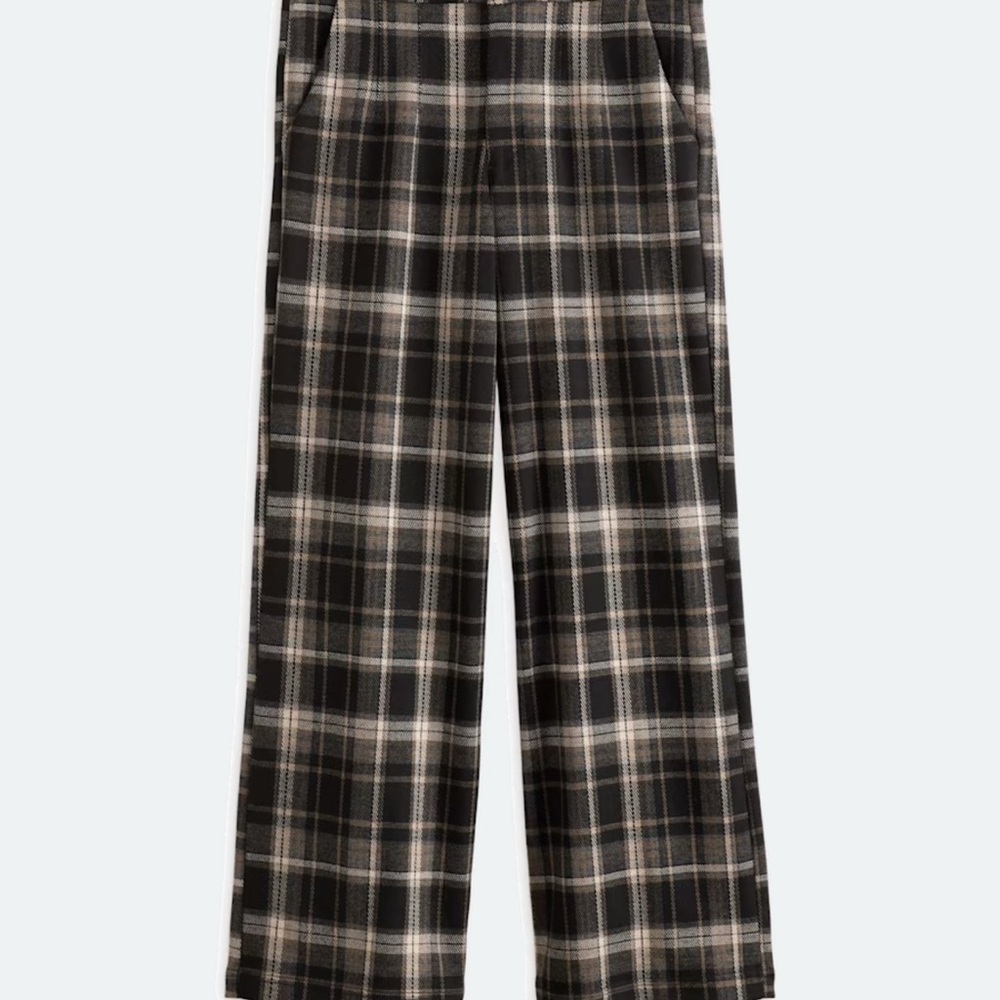 Plaid Wide-Leg Pants